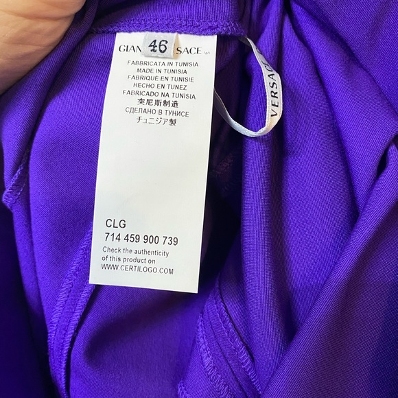 NWT 100% authentic Versace collection purple dress 3/4 length sleeves size 46 - Picture 6 of 8